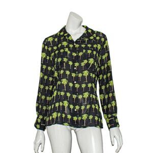 VERSACE Jeans Couture Women's Sheer Button up Shirt Snake on Tree Print Sz M